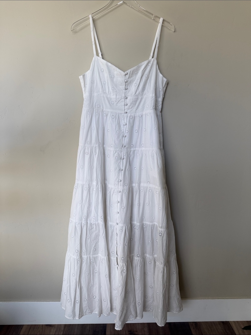 J. Crew White Coastal Tiered Cotton Midi Dress M